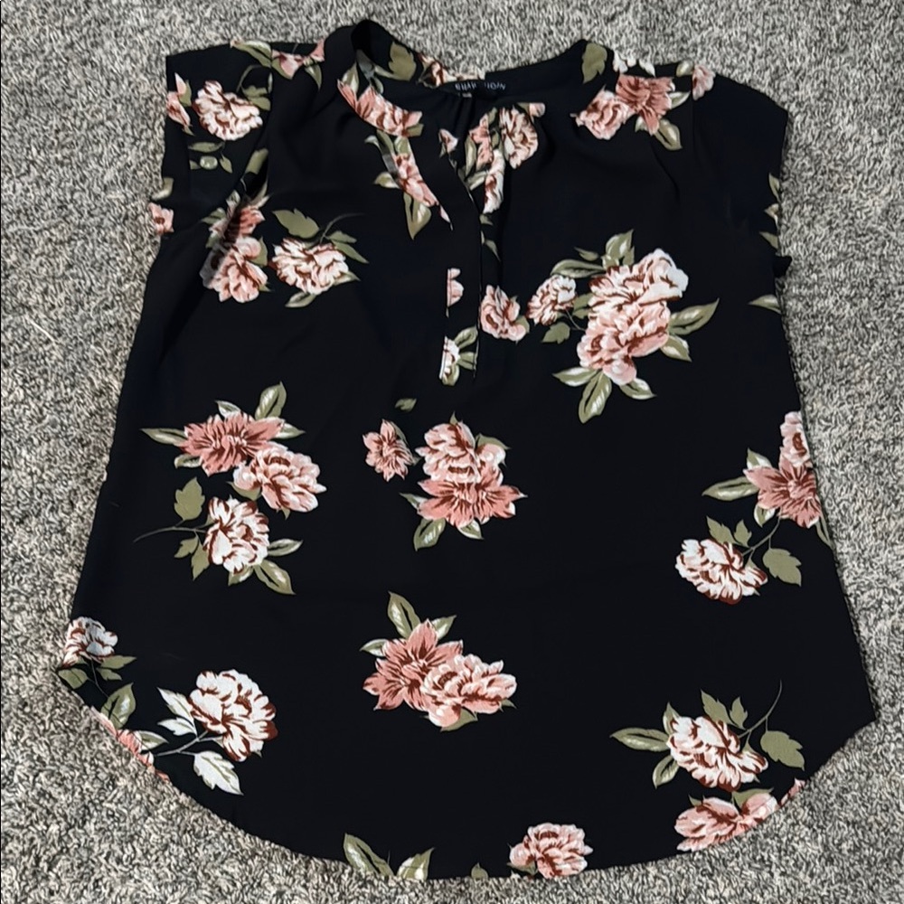 Floral Black Top
